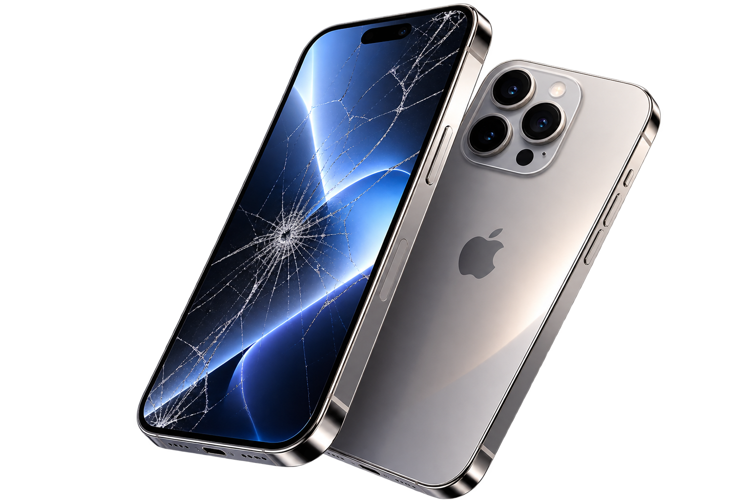 Smartphone met gebarsten scherm
